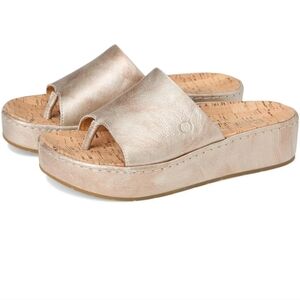 💛🩶Born Sharr Gold Women's Platform Slide Sandals